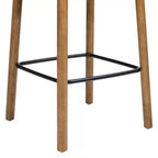 Taburete de mostrador bajo Sven de 26.5" de madera de fresno maciza con reposapiés de hierro negro