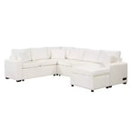 Sofá cama seccional moderno de 112" con otomana de almacenamiento, carga USB y 3 almohadas