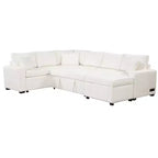 Sofá cama seccional moderno de 112" con otomana de almacenamiento, carga USB y 3 almohadas