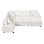 Sofá cama seccional moderno de 112" con otomana de almacenamiento, carga USB y 3 almohadas