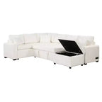 Sofá cama seccional moderno de 112" con otomana de almacenamiento, carga USB y 3 almohadas