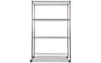 Estante de alambre de 4 niveles con certificación NSF con ruedas, 122 cm ancho x 46 cm prof. x 183 cm alto, plateado