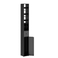 VECELO Tall Bathroom Cabinet with Adjustable Shelves, Slim Storage Cabinet with Toilet Paper Scroll & Small Drawer
