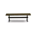 Banco de comedor moderno estilo X con asiento de madera de caucho, 60x15x18, negro cepillado