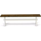 Banco de comedor moderno estilo X con asiento de madera de caucho, 60x15x18, negro cepillado