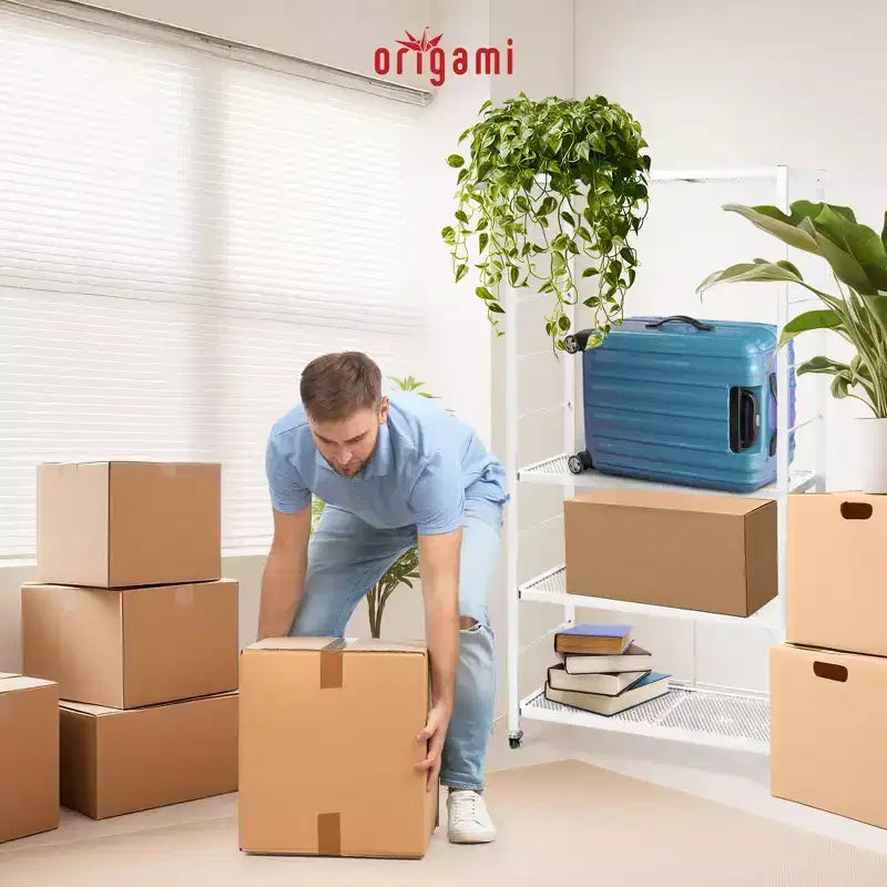 Paquete de 3 estanterías plegables de acero con baldas ajustables y ruedas, serie R2, blanco