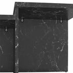 Mesa de centro Brielle de imitación mármol de dos niveles, base entrelazada
