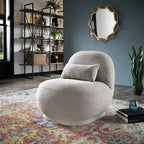 Sillón auxiliar Morro Boucle sin brazos, estructura de madera de acacia, contemporáneo