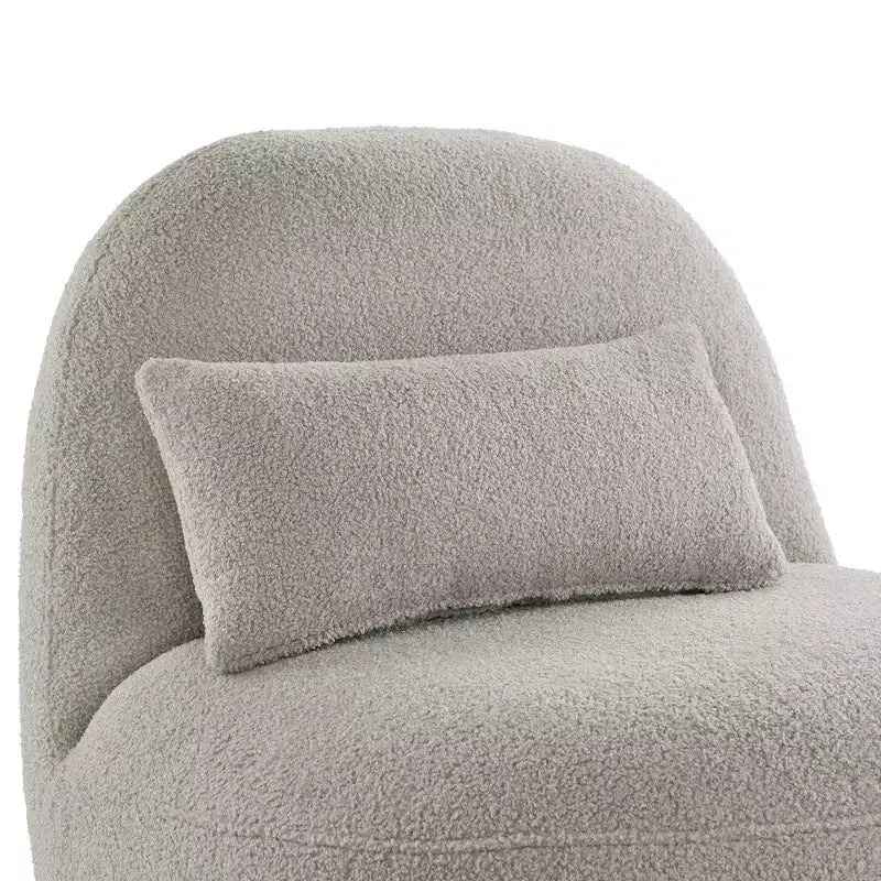 Sillón auxiliar Morro Boucle sin brazos, estructura de madera de acacia, contemporáneo