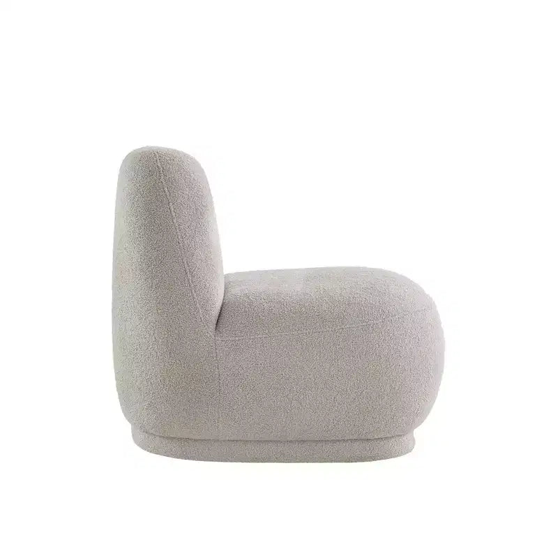 Sillón auxiliar Morro Boucle sin brazos, estructura de madera de acacia, contemporáneo