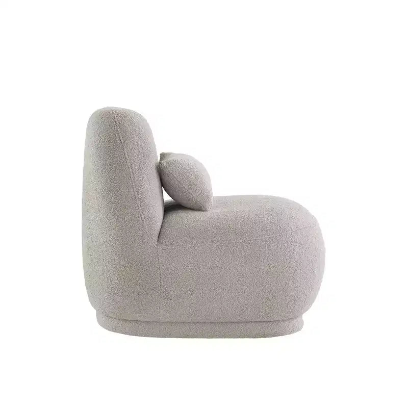 Sillón auxiliar Morro Boucle sin brazos, estructura de madera de acacia, contemporáneo