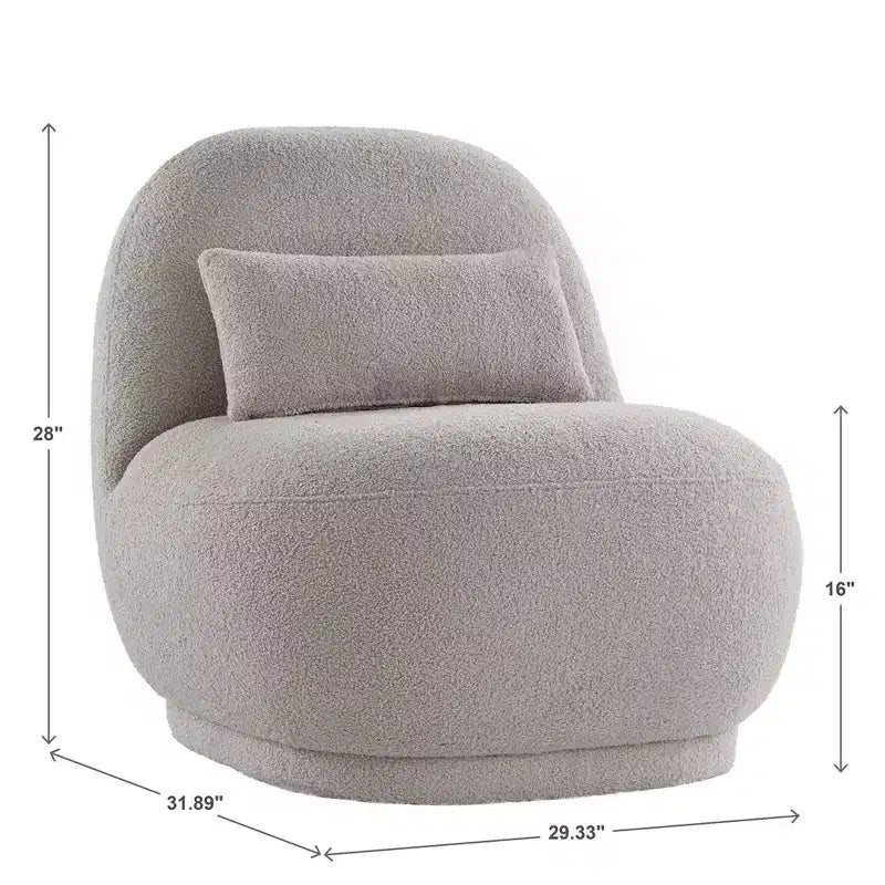 Sillón auxiliar Morro Boucle sin brazos, estructura de madera de acacia, contemporáneo