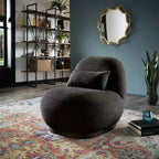 Sillón auxiliar Morro Boucle sin brazos, estructura de madera de acacia, contemporáneo