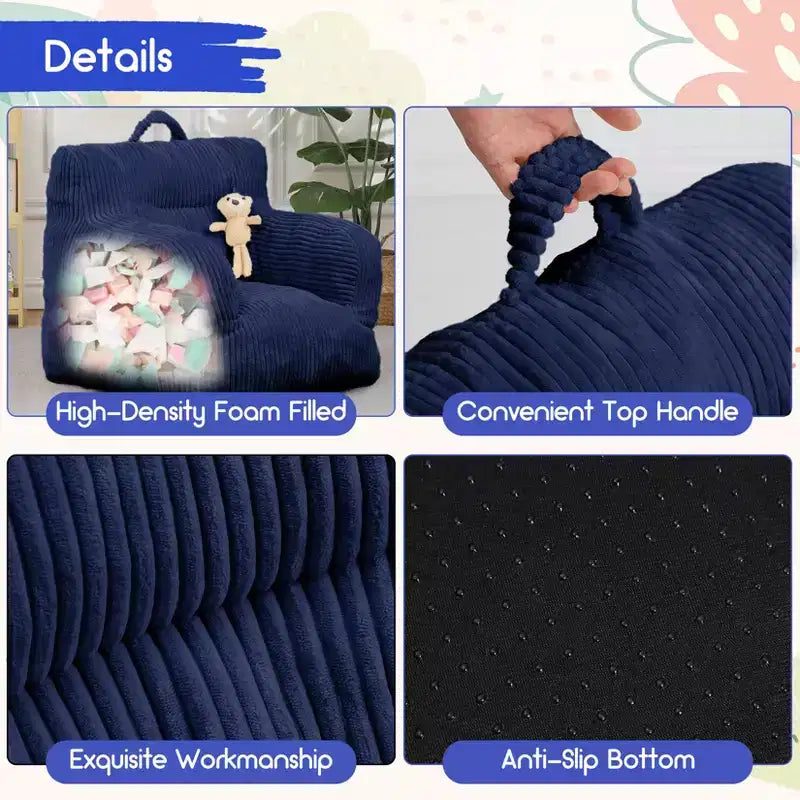 Sofá puf para niños con espuma viscoelástica, suave, cómodo y resistente a la deformación, adecuado para salas de estar, dormitorios y apartamentos