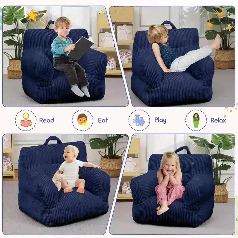Sofá puf para niños con espuma viscoelástica, suave, cómodo y resistente a la deformación, adecuado para salas de estar, dormitorios y apartamentos