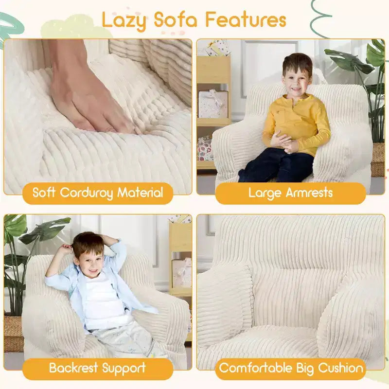 Sofá puf para niños con espuma viscoelástica, suave, cómodo y resistente a la deformación, adecuado para salas de estar, dormitorios y apartamentos