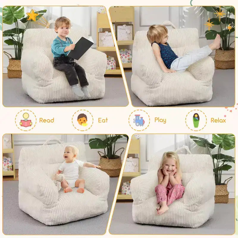 Sofá puf para niños con espuma viscoelástica, suave, cómodo y resistente a la deformación, adecuado para salas de estar, dormitorios y apartamentos
