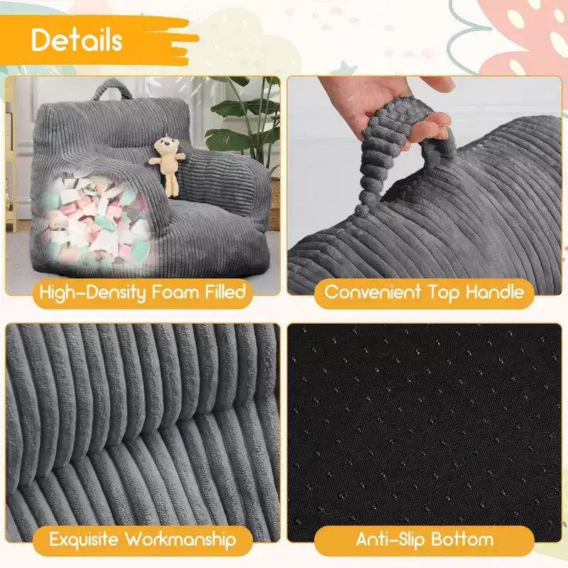 Sofá puf para niños con espuma viscoelástica, suave, cómodo y resistente a la deformación, adecuado para salas de estar, dormitorios y apartamentos