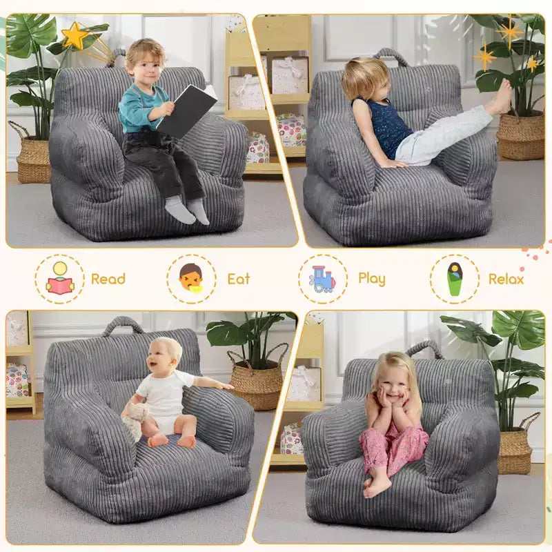 Sofá puf para niños con espuma viscoelástica, suave, cómodo y resistente a la deformación, adecuado para salas de estar, dormitorios y apartamentos