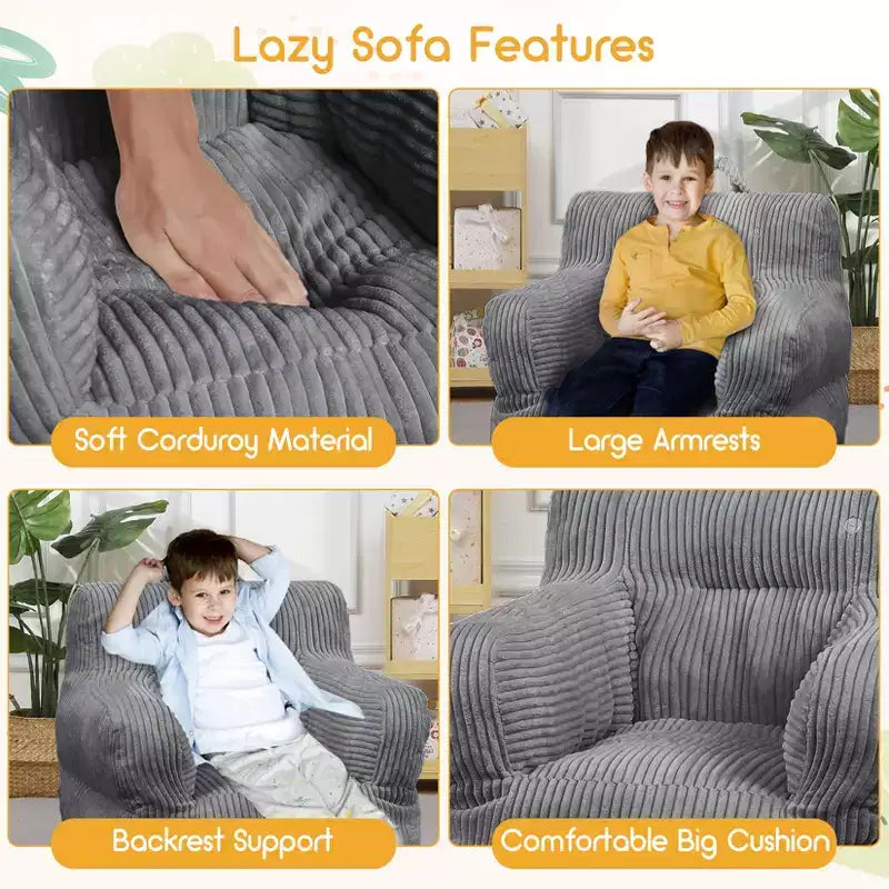 Sofá puf para niños con espuma viscoelástica, suave, cómodo y resistente a la deformación, adecuado para salas de estar, dormitorios y apartamentos