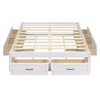 Cama Plataforma Matrimonial con 6 Cajones de Almacenamiento, Sin Cabecero, Capacidad 158 kg