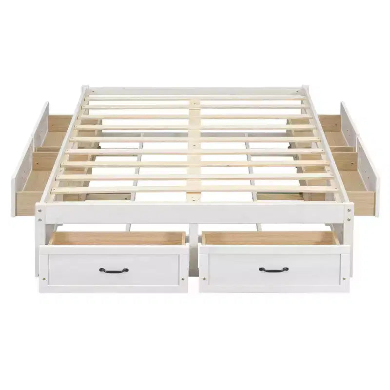 Cama Plataforma Matrimonial con 6 Cajones de Almacenamiento, Sin Cabecero, Capacidad 158 kg