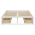 Cama Plataforma Matrimonial con 6 Cajones de Almacenamiento, Sin Cabecero, Capacidad 158 kg