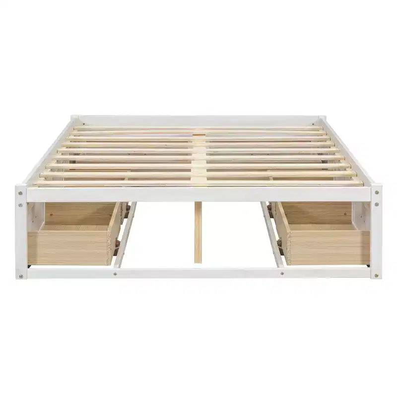 Cama Plataforma Matrimonial con 6 Cajones de Almacenamiento, Sin Cabecero, Capacidad 158 kg