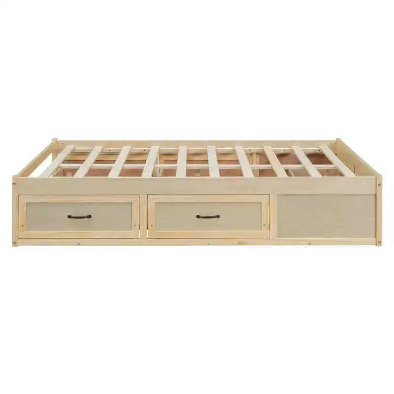 Cama Plataforma Matrimonial con 6 Cajones de Almacenamiento, Sin Cabecero, Capacidad 158 kg