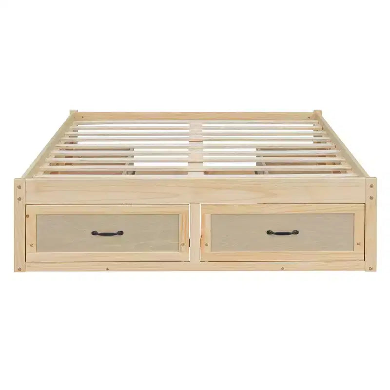 Cama Plataforma Matrimonial con 6 Cajones de Almacenamiento, Sin Cabecero, Capacidad 158 kg
