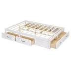 Cama Plataforma Matrimonial con 6 Cajones de Almacenamiento, Sin Cabecero, Capacidad 158 kg