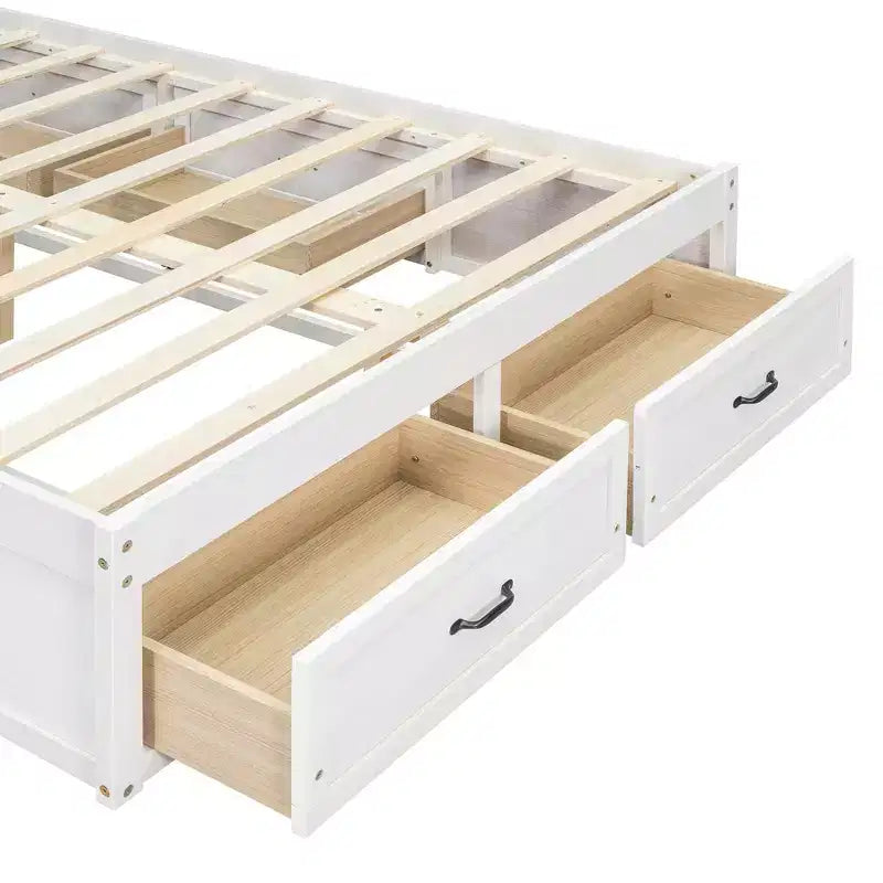 Cama Plataforma Matrimonial con 6 Cajones de Almacenamiento, Sin Cabecero, Capacidad 158 kg