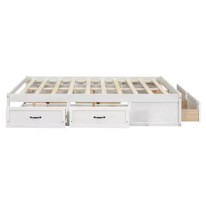 Cama Plataforma Matrimonial con 6 Cajones de Almacenamiento, Sin Cabecero, Capacidad 158 kg