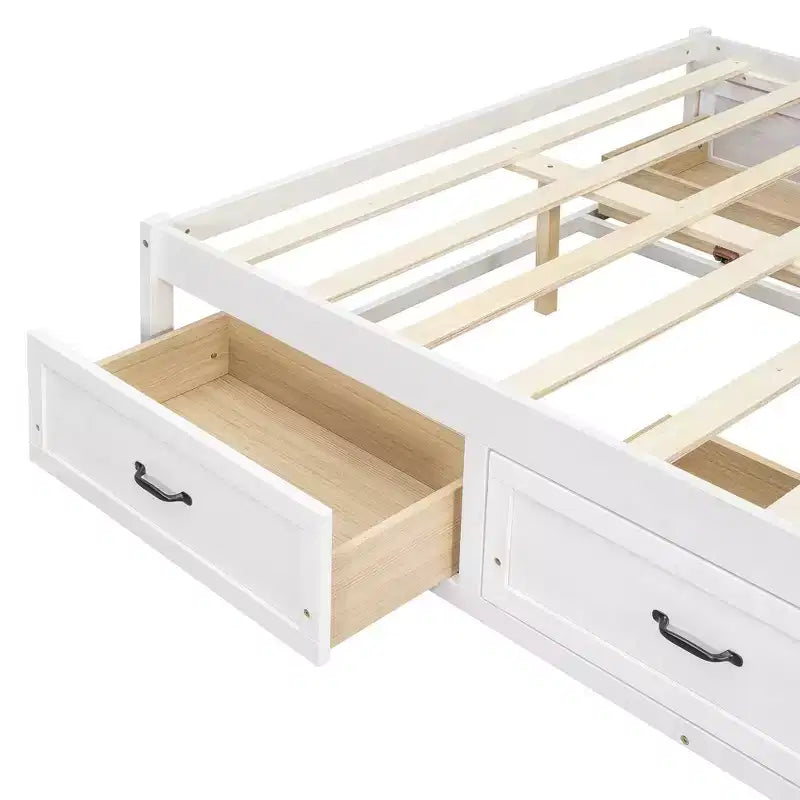 Cama Plataforma Matrimonial con 6 Cajones de Almacenamiento, Sin Cabecero, Capacidad 158 kg