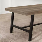 70.87 Mesa de cocina larga de madera con estructura de metal resistente y acabado de pera para cenas, cocina, comedor
