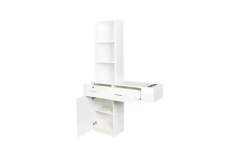 Tocador moderno minimalista de 39" con 2 cajones y gabinete, blanco