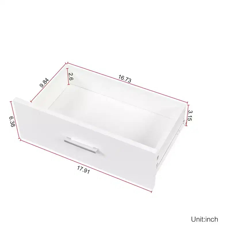 Tocador moderno minimalista de 39" con 2 cajones y gabinete, blanco