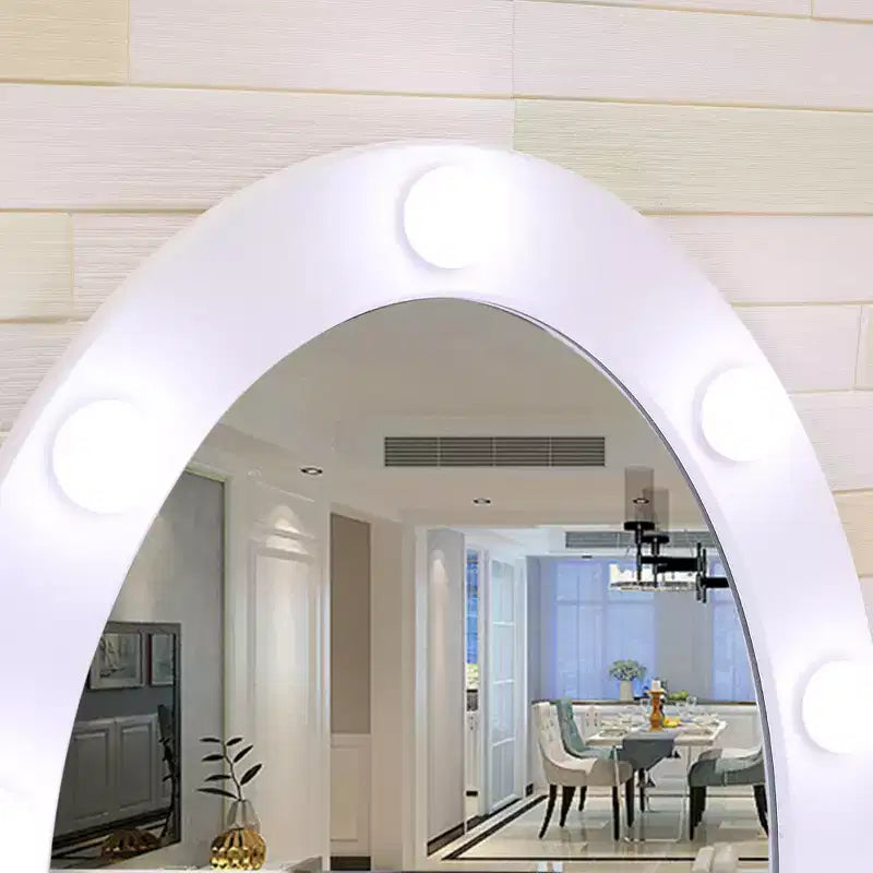 Tocador moderno con espejo ovalado, iluminación regulable en 3 niveles, 5 cajones de gran capacidad, con taburete acolchado, escritorio de maquillaje para dormitorio