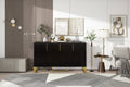 JVNOXK Modern four-door sideboard with metal handles and legs, adjustable shelves, kitchen cabinet with storage space, suitable for kitchens, black