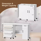 Mesa plegable para máquina de coser, escritorio lateral con ruedas para máquina de coser, estación de manualidades con ruedas con bloqueo para el hogar, dormitorio, espacios pequeños