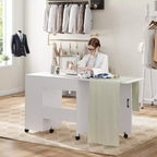 Mesa plegable para máquina de coser, escritorio lateral con ruedas para máquina de coser, estación de manualidades con ruedas con bloqueo para el hogar, dormitorio, espacios pequeños