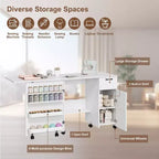 Mesa plegable para máquina de coser, escritorio lateral con ruedas para máquina de coser, estación de manualidades con ruedas con bloqueo para el hogar, dormitorio, espacios pequeños