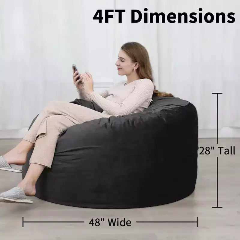 Puff con espuma viscoelástica de 1.2 m con funda de terciopelo lavable, negro