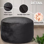 Puff con espuma viscoelástica de 1.2 m con funda de terciopelo lavable, negro