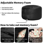 Puff con espuma viscoelástica de 1.2 m con funda de terciopelo lavable, negro