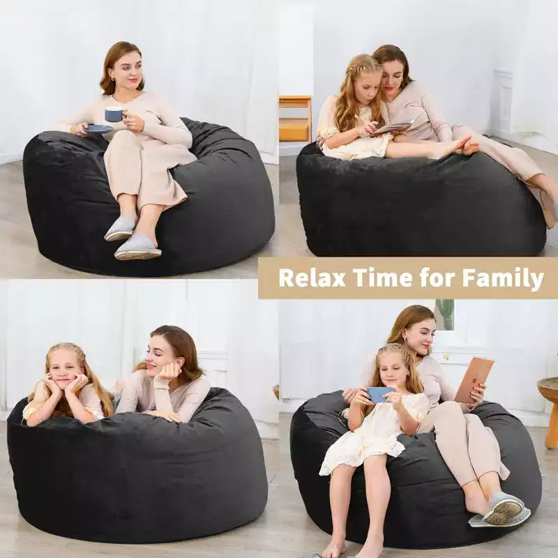 Puff con espuma viscoelástica de 1.2 m con funda de terciopelo lavable, negro