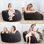 Puff con espuma viscoelástica de 1.2 m con funda de terciopelo lavable, negro