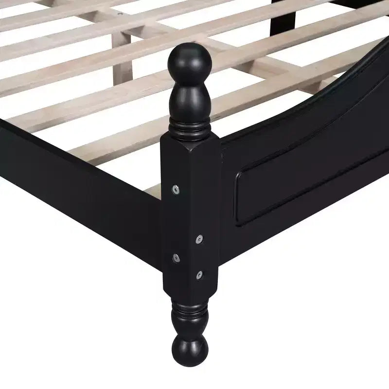 Base de cama de plataforma Queen de madera con soporte de listones de madera