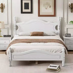 Base de cama de plataforma Queen de madera con soporte de listones de madera