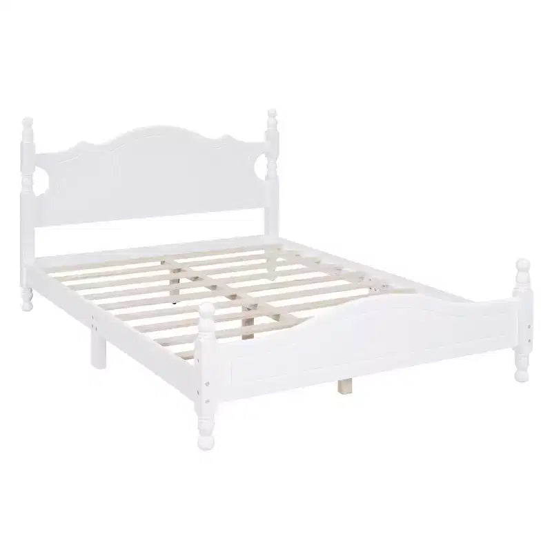 Base de cama de plataforma Queen de madera con soporte de listones de madera